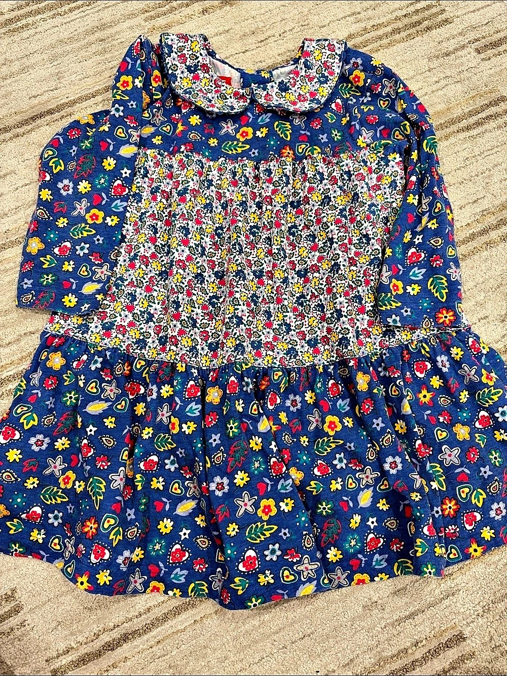 Esprit Floral Dress Girls 4T Blue & Multicolor